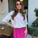 Футболка біла Girl Boss з рожевим надписом 