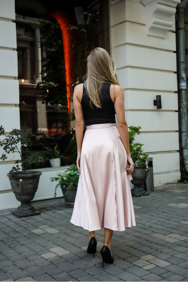 Спідниця міді рожево бежева  на запах